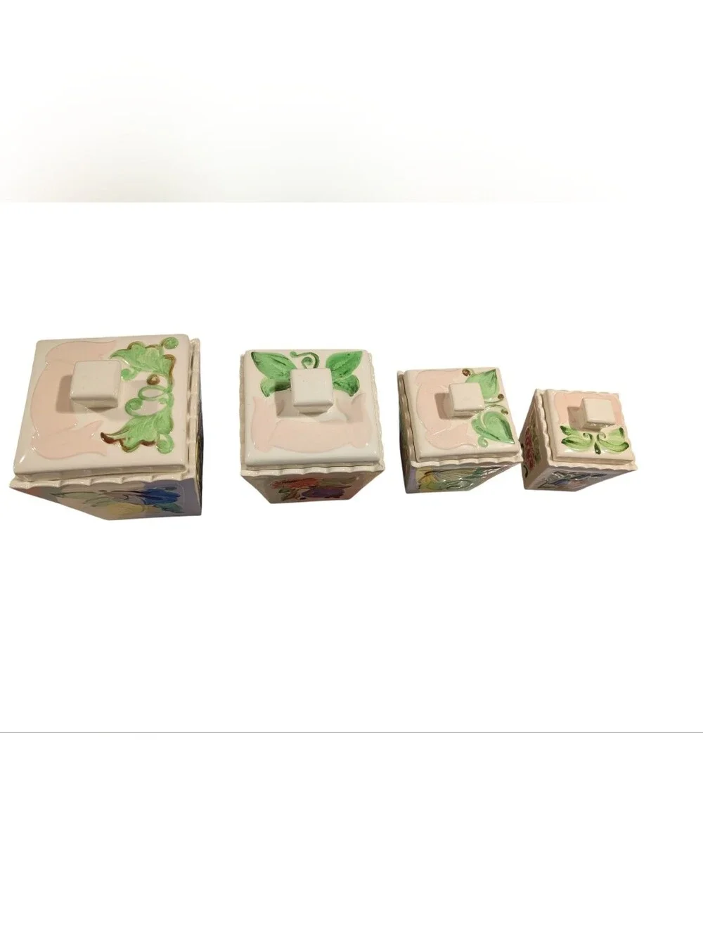 1960s Ceramic Kitchen Canister/Trinket Box, Mid Century Set Of 4